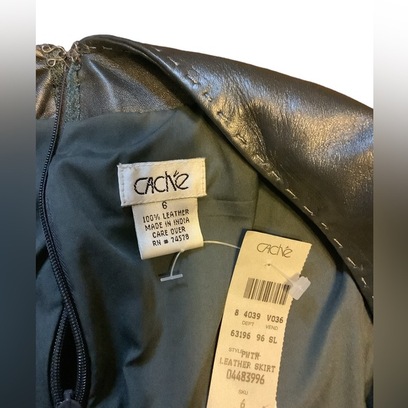 Cach’e Women’s GENUINE LEATHER Lined Skirt. New With Tags. Dark Silver Gray - Picture 9 of 9